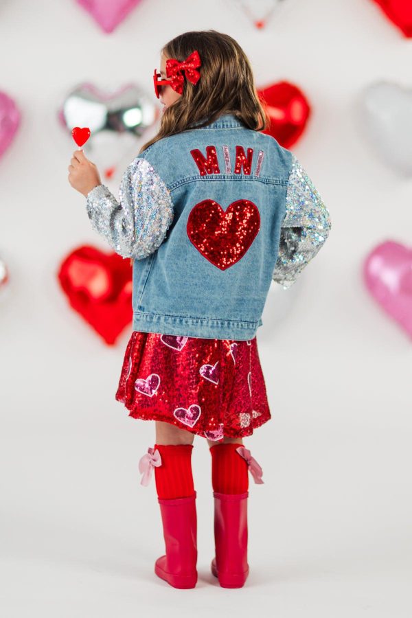 Mini Sequin Heart Denim Jacket - Image 4