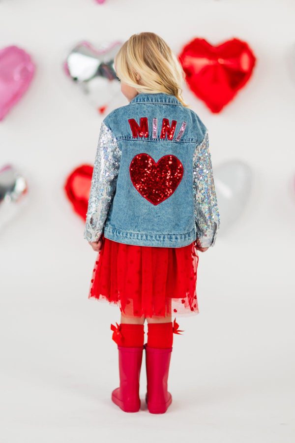 Mini Sequin Heart Denim Jacket - Image 6
