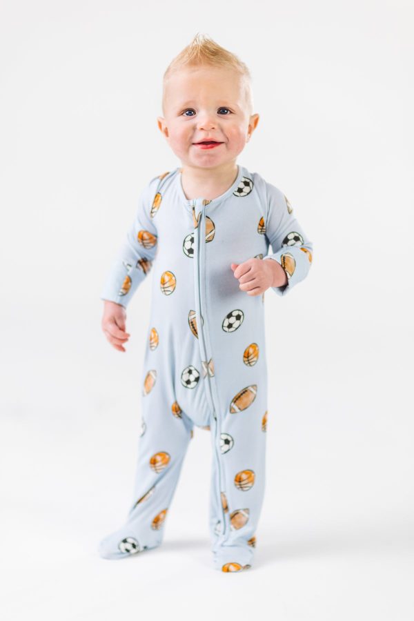 Light Blue Bamboo Ball Onesie - Image 2