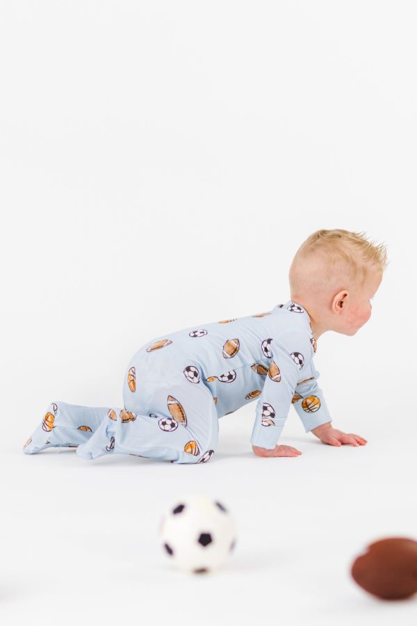 Light Blue Bamboo Ball Onesie - Image 5