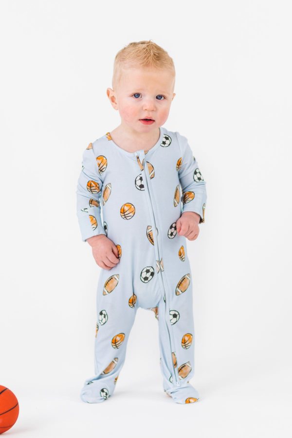 Light Blue Bamboo Ball Onesie - Image 6