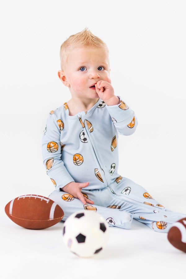 Light Blue Bamboo Ball Onesie - Image 4