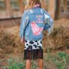 Cowgirl Lets Go Girls Silver Fringe Denim Jacket