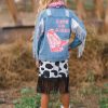 Cowgirl Lets Go Girls Silver Fringe Denim Jacket - Image 14