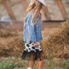 Cowgirl Lets Go Girls Silver Fringe Denim Jacket - Image 9