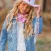 Cowgirl Lets Go Girls Silver Fringe Denim Jacket - Image 12