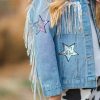 Cowgirl Lets Go Girls Silver Fringe Denim Jacket - Image 4