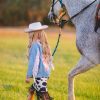 Cowgirl Lets Go Girls Silver Fringe Denim Jacket - Image 8