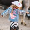 Cowgirl Lets Go Girls Silver Fringe Denim Jacket - Image 22