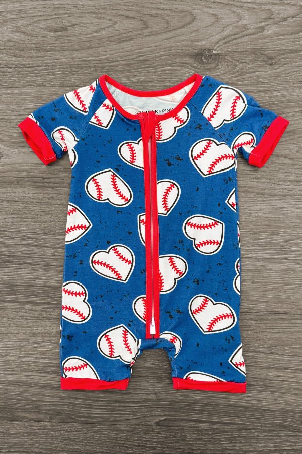 Blue Bamboo Baseball Heart Onesie