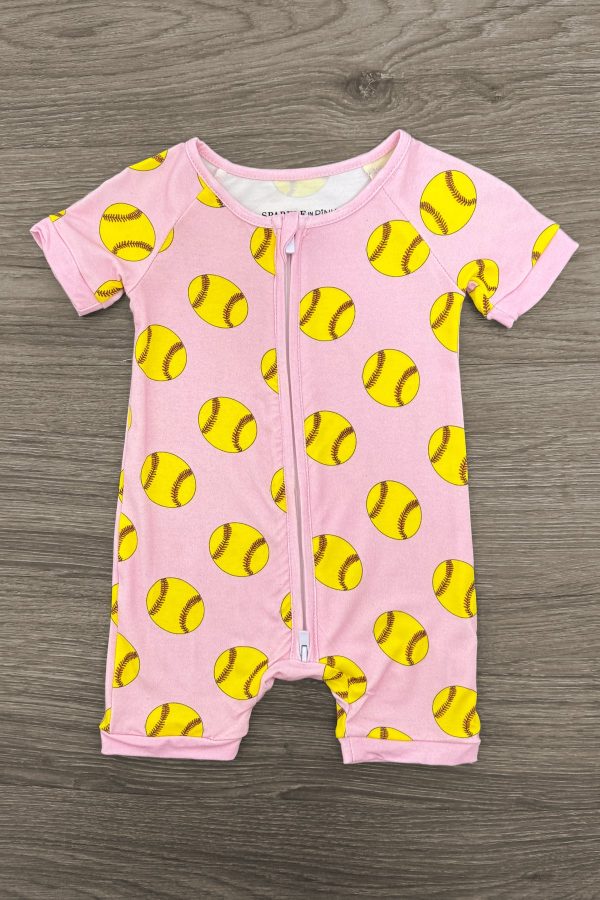 Pink Bamboo Softball Onesie