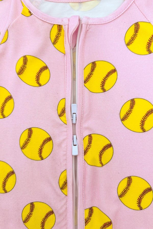 Pink Bamboo Softball Onesie - Image 2