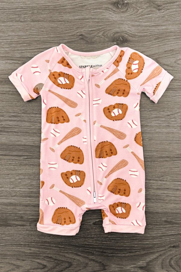 Pink Bamboo Baseball Onesie