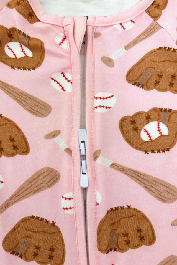 Pink Bamboo Baseball Onesie - Image 2