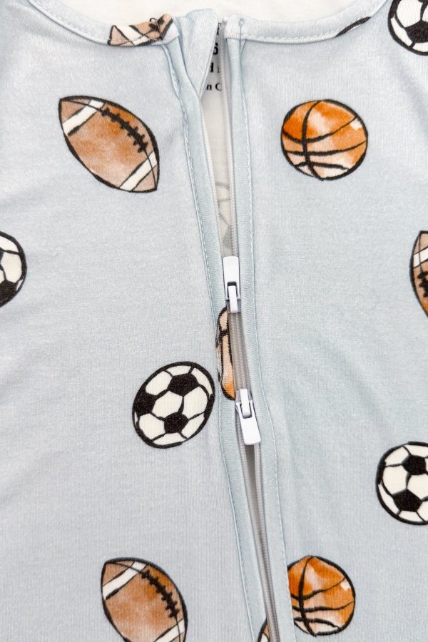 Light Blue Bamboo Ball Onesie - Image 3